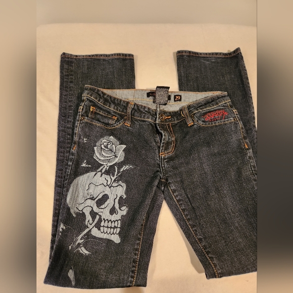 Ed Hardy Denim - Womens Ed Hardy Skull and Rose Jeans  Size 29